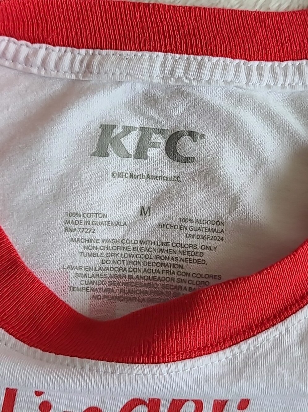 KFC "It's Finger Lickin' Good" Ringer Tee - White & Red Medium - Picture 3 of 6
